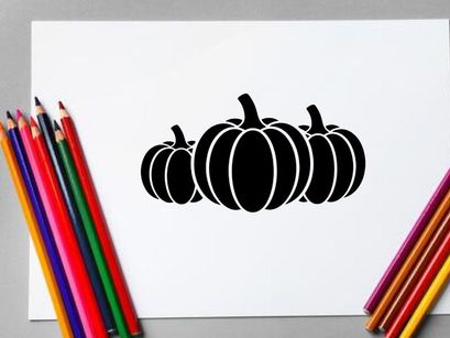 Silhouette of Pumpkins for Autumn or Halloween Decorations