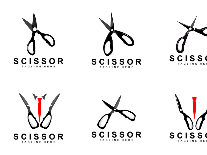 Scissors Logo Design, Barbershop Shaver Vector