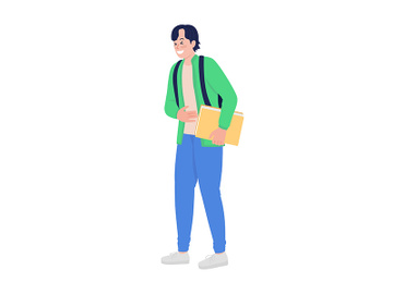 Laughing teenager school boy semi flat color vector character preview picture