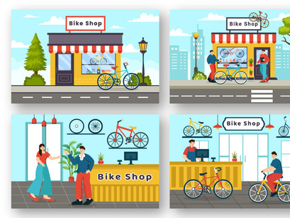 12 Bike Shop Illustration
