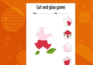 10 Pages Cut and glue game for kids with fruits. Cutting practice for preschoolers. Education page