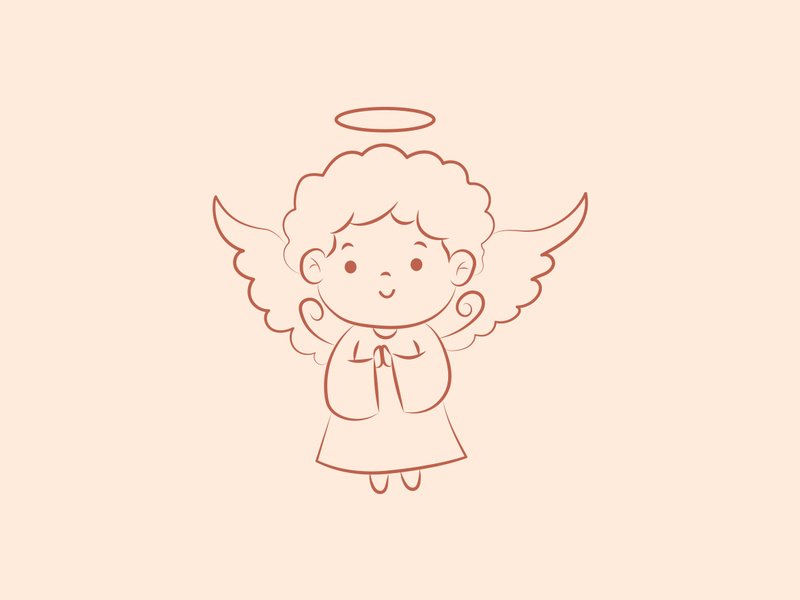 cute little girl angel hand draw doodle wings flying