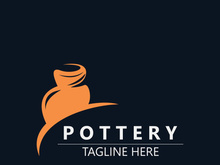 Pottery logo design handmade, creative traditional mug craft sign concept inspiration nature workshop