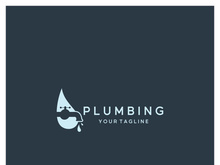 Plumbing logo vector design template. water pipe logo design.Leaking water logotype,Design Concept, Creative Symbol, Icon
