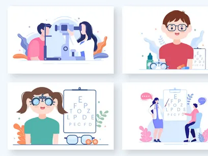 14 Ophthalmology Eyes Flat Design Illustration