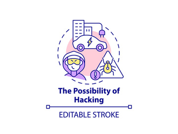 Electric vehicles hacking possibility concept icon. preview picture