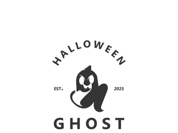 Halloween spooky ghost character in flat style isolated template design preview picture