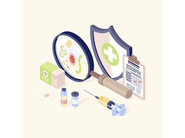Vaccination equipment isometric color vector illustration preview picture