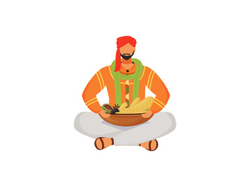 Male Indian with spices flat color vector faceless character preview picture