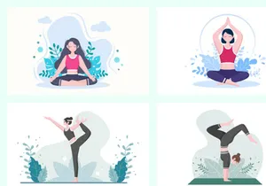 18 Yoga or Meditation Flat Design Illustration