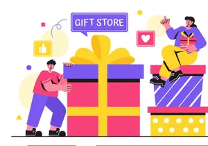 11 Gifts Store Vector Illustration