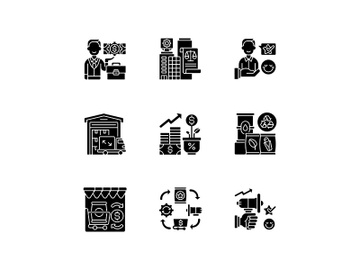 Business black glyph icons set on white space preview picture