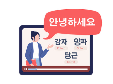 Korean lesson semi flat color vector character preview picture