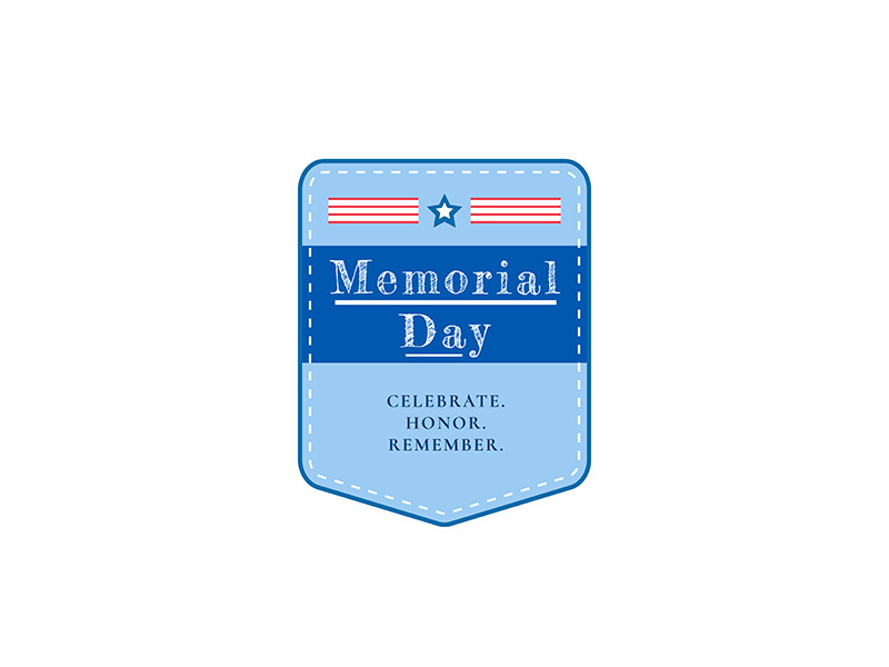 US Memorial Day flat color vector badge