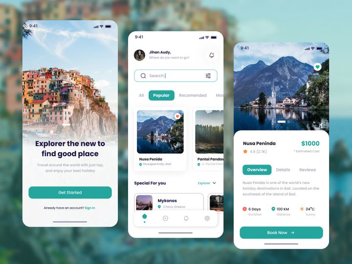 Travel App UI Kit – Modern & Clean Mobile Design