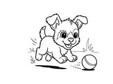 Cute puppy playing with soccer ball vector illustration