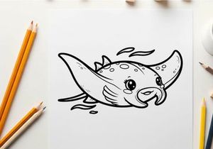 Cute smiling whale swimming underwater vector illustration