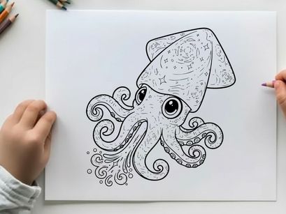 Cute octopus mascot with clock vector illustration