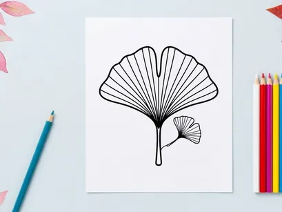 Ilustrasi Daun Ginkgo yang Elegan untuk Desain Alam dan Botani. Karya Seni Botani untuk Proyek Ramah Lingkungan.