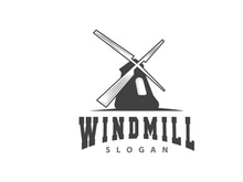 Windmill Logo, Agriculture Farm Vector, Nature