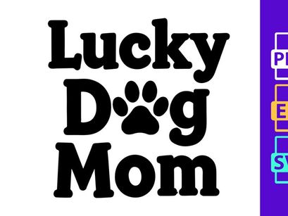 Lucky Dog Mom Embroidered Text