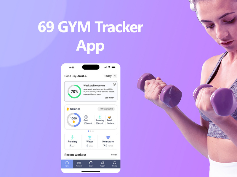 69 GymTracker - Modern Gym App UI Kit