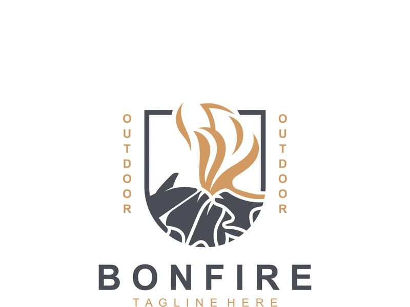 Bonfire Logo Design wood and fire camping adventure vintage illustration