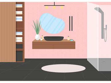 Pink luxury bathroom flat color vector illustration preview picture