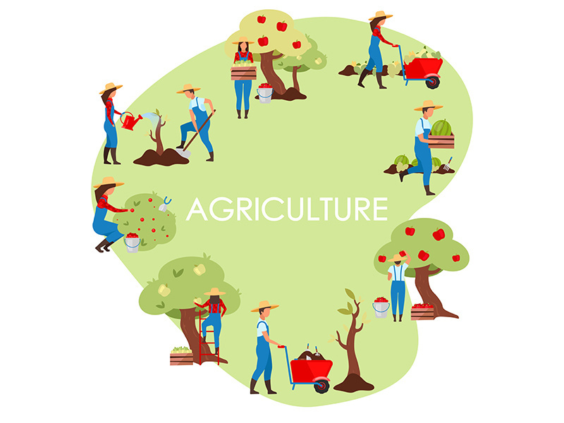 Agricultural business flat vector concept illustration
