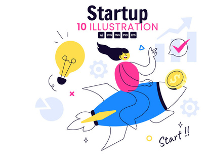 10 Business Startup Vector Illustration