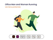 Office Man and Woman Running vector concept