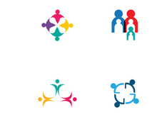 Community logos, community networks, and people check. Logos for teams or groups, kindergartens, and companies.