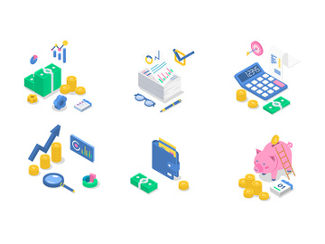 Accounting isometric color vector illustration set preview picture