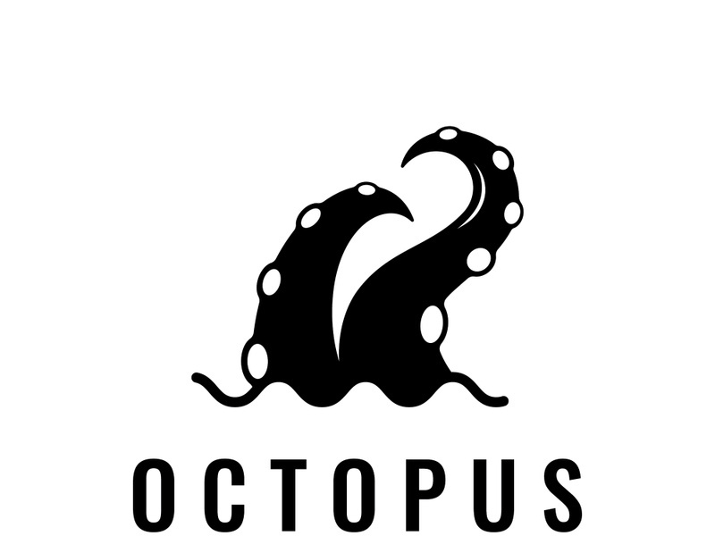 Octopus logo design with vector illustration editing.