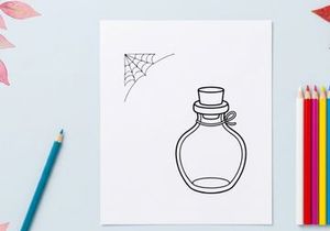 Botol kaca kosong dengan sumbat gabus terisolasi di atas latar putih. Kontainer vintage minimalis untuk minyak esensial, parfum, atau elemen desain apotek.