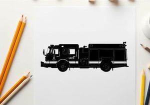 Silhouette of a fire truck vehicle emergency response