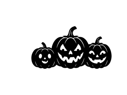 Silhouettes of Halloween Jack-o'-Lanterns with spooky faces