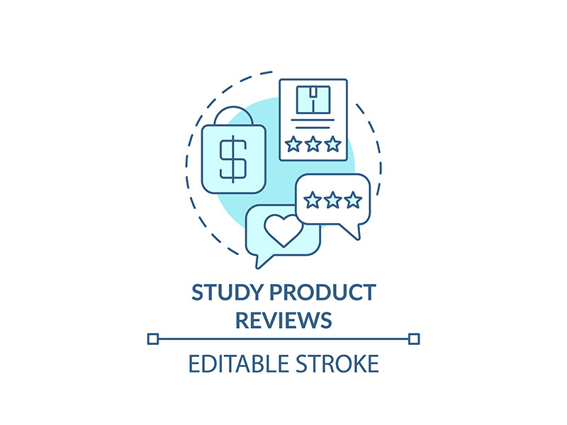 Studying product reviews concept icon