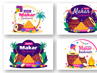 12 Makar Sankranti Celebration Illustration