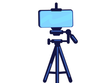 Phone on tripod flat color vector object preview picture
