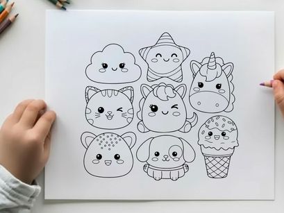 Cute animal faces flat design vector illustration set