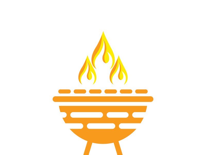 BBQ grill simple and symbol icon with smoke or steam logo vector illustration