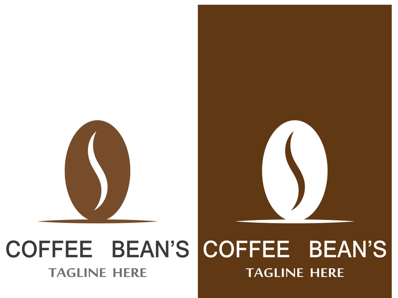 Coffee bean logo for cafe, business, label.