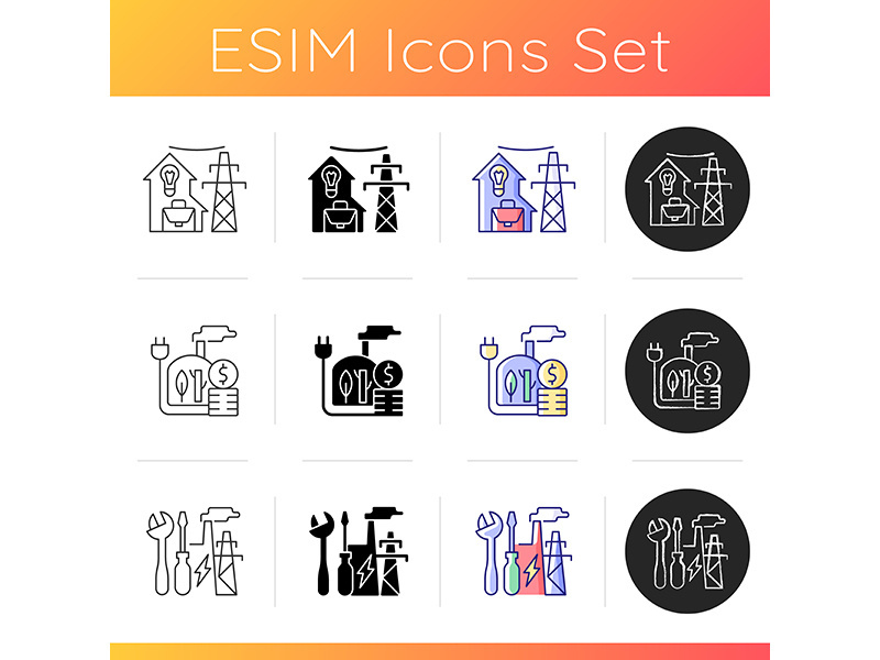 Electrical power icons set