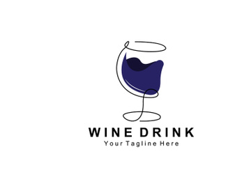 Beverage Wine Logo Design, Glass Illustration, Alcohol Drink Bottle, Company Product Vector preview picture