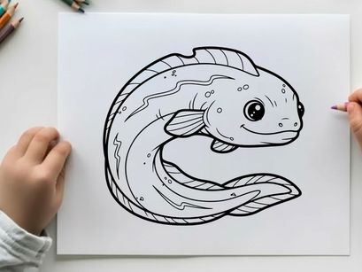 Cute cartoon fish swimming underwater vector illustration