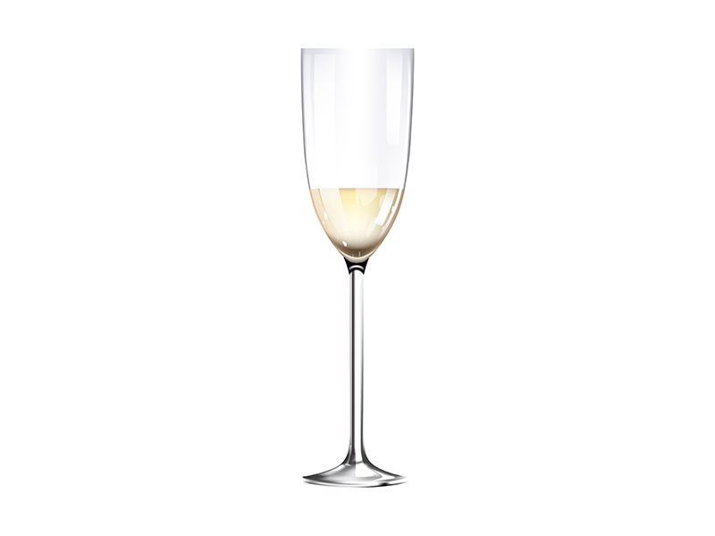 Wineglass with liquid on bottom realistic vector illustration