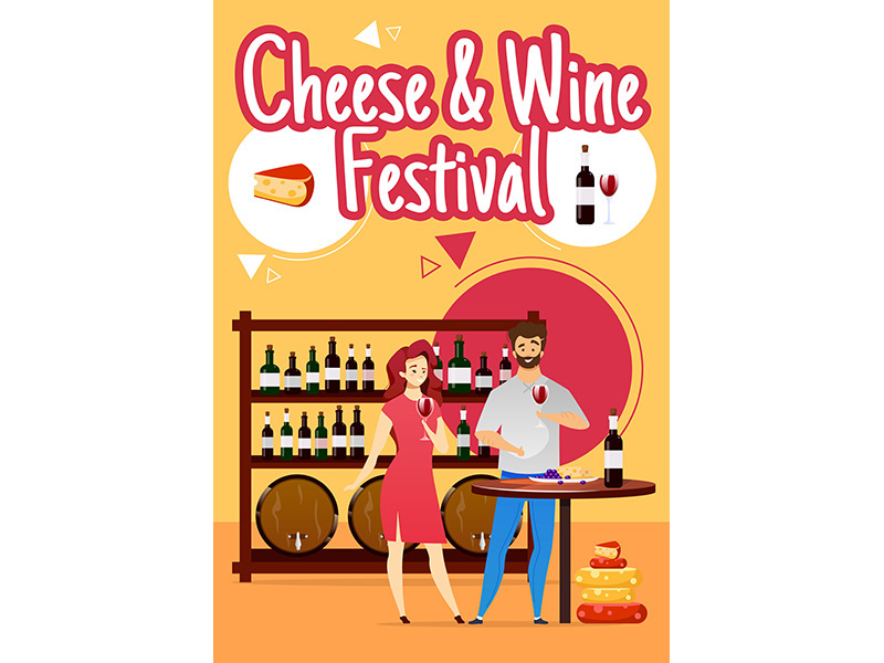 Cheese and wine festival poster vector template