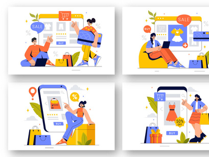 9 Online Shopping Illustration