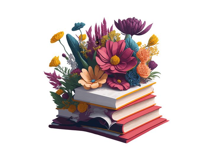 Vector Illustration Books decorated by flowers